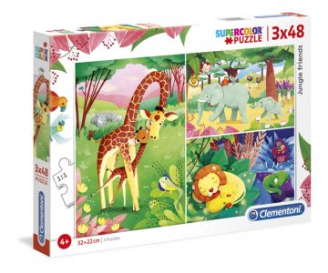 SuperColor Puzzle 3x48 - Jungle Friends - 3x48 pcs